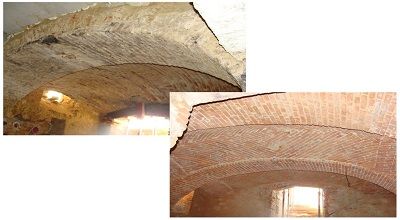 Gewölbe vor und nach dem Sandstrahlen